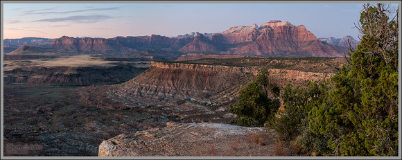 West Temple Zion Sunset Panorama