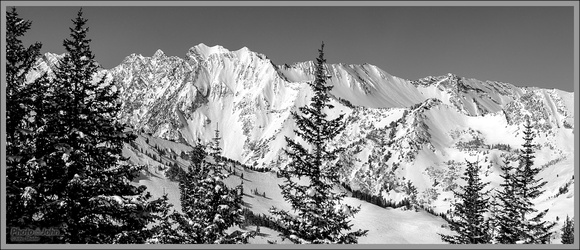 Mt. Superior & Alta B&W Panorama